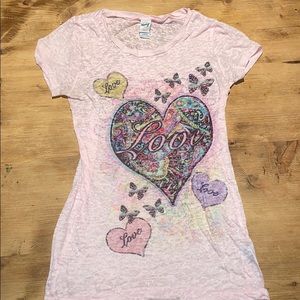 Girls pink t-shirt LOVE Sz Large